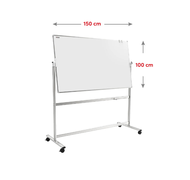 Dry-wipe magnetic board mobile 150x100cm