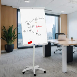 mobile magnetic flipchart on wheels 100×70 cm